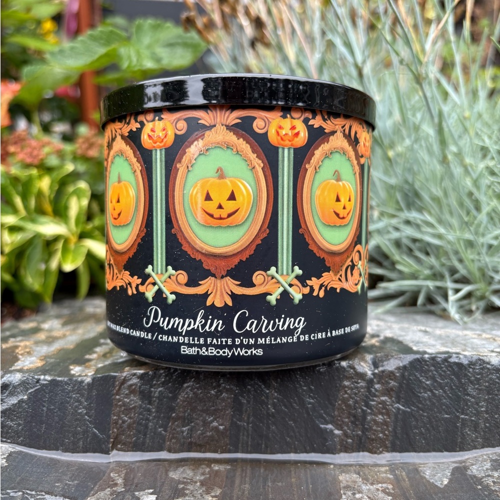 Bath & Body Works Pumpkin Carving Candle - Black, Orange, and Green